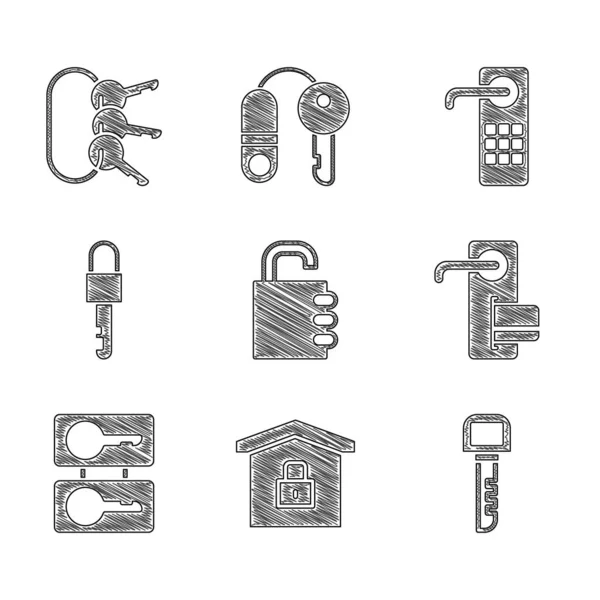 Set Safe Combination Lock House Protection Key Digital Door Casting — Stock Vector