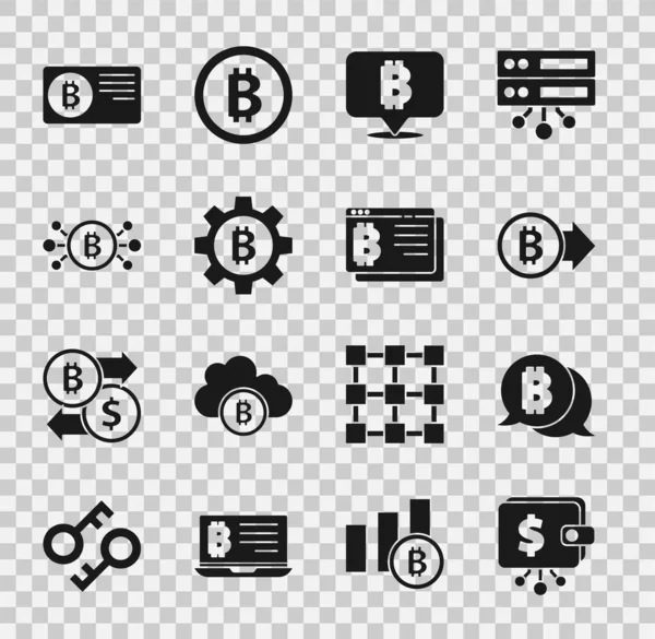 Definir Carteira Criptomoeda Bitcoin Circuito Cartão Crédito Com Bitcoin Ícone —  Vetores de Stock