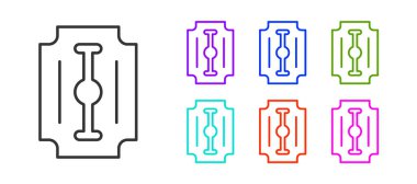 Siyah çizgi bıçaklı jilet ikonu beyaz arkaplanda izole edilmiş. Simgeleri renklendirin. Vektör.