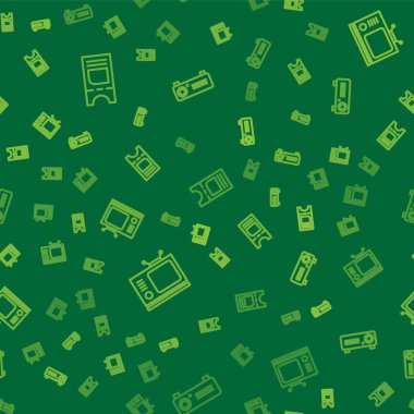 Sinema bileti, Retro TV ve Movie, film, medya projektörünü kusursuz şekilde ayarlayın. Vektör