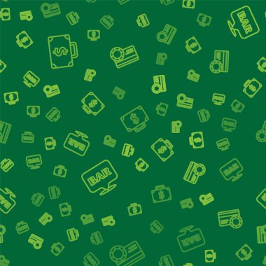 Çanta ve parayı, alkol barının yerini ve kredi kartını sorunsuz bir şekilde ayarla. Vektör