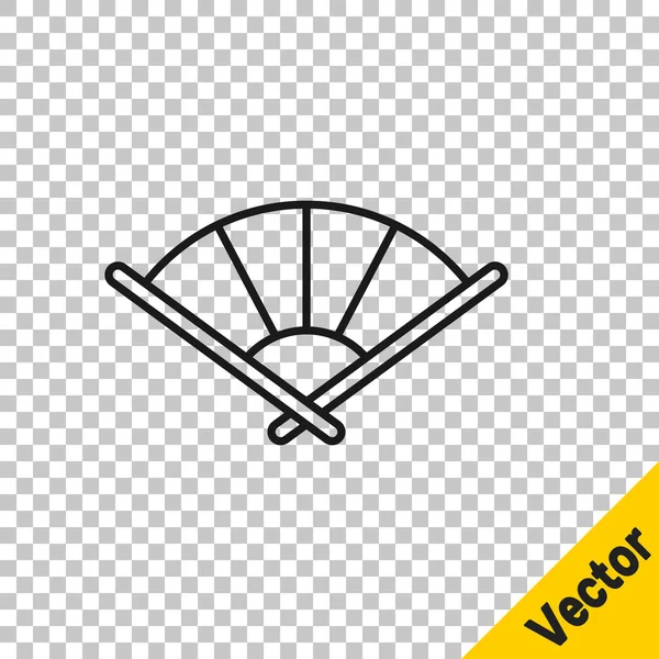 Черная Линия Традиционная Бумага Китайский Японский Складной Вентилятор Значок Изолирован — стоковый вектор