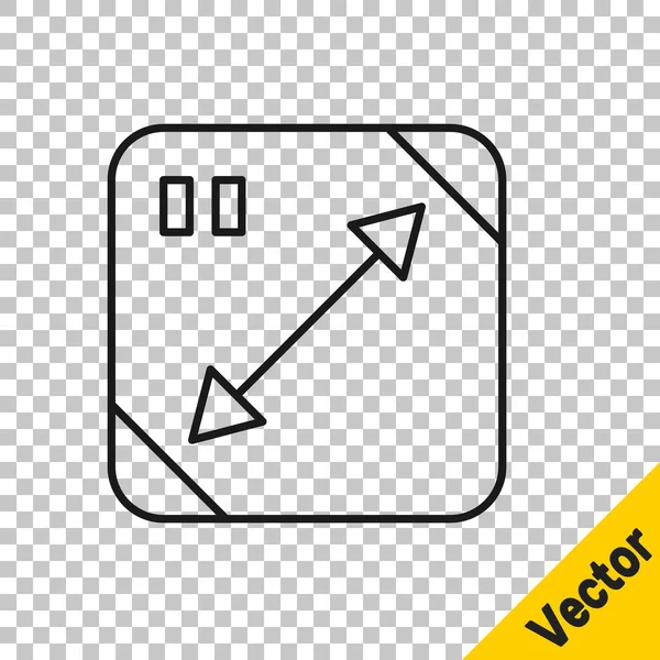 Línea Negra Icono Medición Diagonal Aislado Sobre Fondo Transparente Vector — Archivo Imágenes Vectoriales