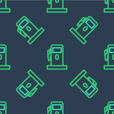 Hat Benzini veya Benzin istasyonu simgesi mavi arka planda izole edilmiş. Araba yakıtı sembolü. Benzin pompası. Vektör