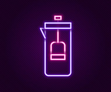 Parlayan neon hattı Fransız basın simgesi siyah arkaplanda izole edildi. Renkli taslak konsepti. Vektör