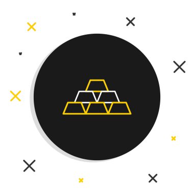 Satır Altın çubukları simgesi beyaz arkaplanda izole edildi. Bankacılık işi konsepti. Renkli taslak konsepti. Vektör