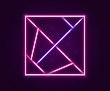 Parlayan neon çizgisi Rubik küp simgesi siyah arkaplanda izole edildi. Mekanik yapboz oyuncağı. Rubik 'in 3 boyutlu küp kombinasyon bulmacası. Renkli taslak konsepti. Vektör