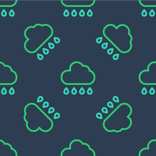 Linea Nuvola Con Icona Pioggia Isolato Modello Senza Soluzione Continuità — Vettoriale Stock