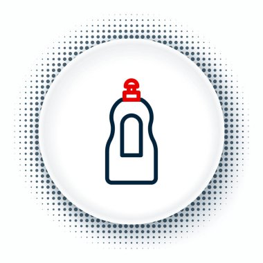 Beyaz arka planda bulaşık deterjanı ikonu izole edildi. Bulaşık yıkamak için sıvı deterjan. Renkli taslak konsepti. Vektör