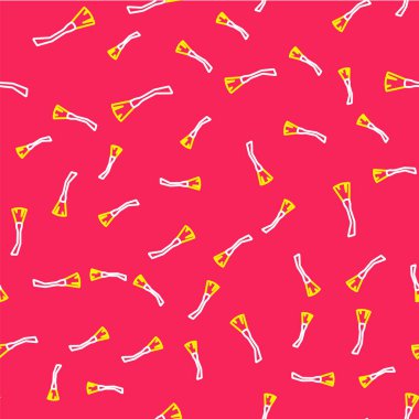 Line Witches süpürge ikonu kırmızı arka planda kusursuz desen izole etti. Mutlu Cadılar Bayramı Partisi. Vektör