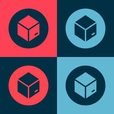 Pop Art Carton karton kutu simgesi renk arkaplanda izole edilmiş. Kutu, paket, paket işareti. Teslimat ve ambalaj. Vektör