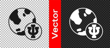 Siyah Psikoloji simgesi şeffaf arkaplanda izole edildi. Psi sembolü. Akıl sağlığı konsepti, psikanaliz analizi ve psikoterapi. Vektör