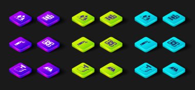 Ateşleyiciyi, Miner kaskını, Dynamite 'ı ve giriş simgesini ayarla. Vektör