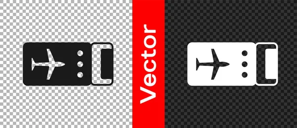 Schwarzes Airline Ticket Symbol Auf Transparentem Hintergrund Flugticket Vektor — Stockvektor
