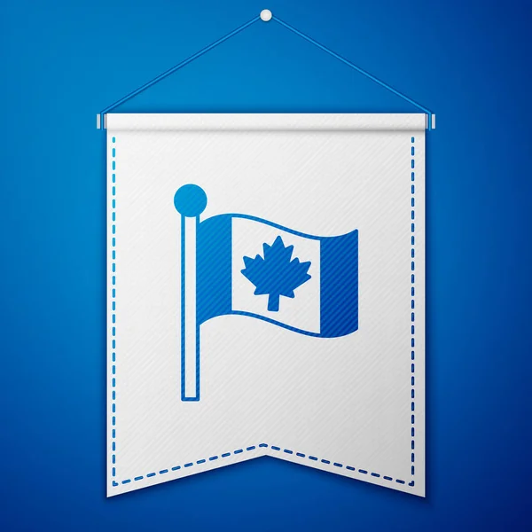 青色の背景に隔離されたカナダのアイコンの青い旗 旗竿に北アメリカの国旗 ホワイトペナントテンプレート ベクトル — ストックベクタ