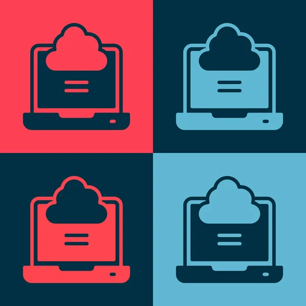 Pop Art Icono Conexión Nube Red Aislado Sobre Fondo Color — Vector de stock