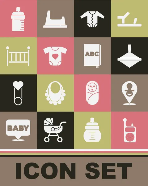 Set Baby Monitor Walkie Talkie Sucette Factice Jouet Whirligig Vêtements — Image vectorielle