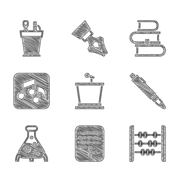 Állítsa Színpadi Stand Vizsga Papír Helytelen Válaszokat Abacus Marker Toll — Stock Vector