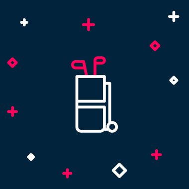 Golf çantasının mavi arka planında golf sopası simgesi var. Renkli taslak konsepti. Vektör