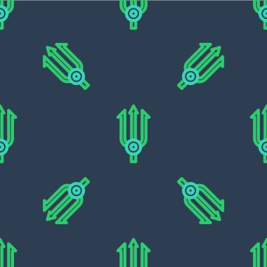 Neptün Üçlü Çizgisi simgesi mavi arkaplanda kusursuz desen izole etti. Vektör