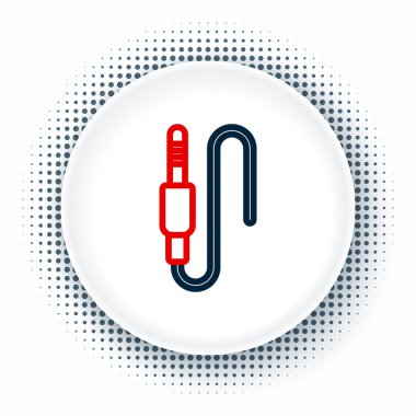 Satır Ses Jack simgesi beyaz arkaplanda izole edildi. Bağlantı ses ekipmanları için ses kablosu. Fiş kablosu. Müzik aleti. Renkli taslak konsepti. Vektör