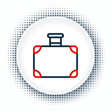 Seyahat simgesi için satır çantası beyaz arkaplanda izole edildi. Seyahat bagaj tabelası. Seyahat bagaj ikonu. Renkli taslak konsepti. Vektör