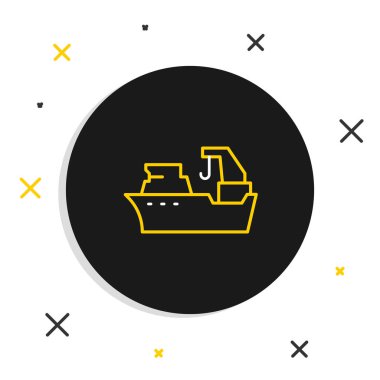 Beyaz arka planda izole edilmiş halat balıkçı teknesi simgesi. Balıkçı teknesi. Renkli taslak konsepti. Vektör