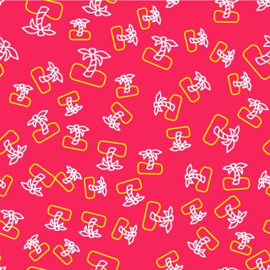 Tropikal palmiye ağacı simgesi kırmızı zeminde izole edilmiş. Hindistan cevizi palmiyesi. Vektör