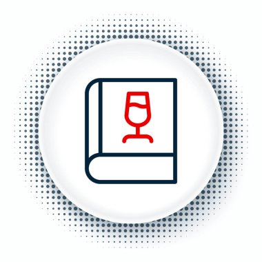 Beyaz arka planda izole edilmiş şarap ikonu hakkında satır kitabı. Şarap kadehi ikonu. Şarap kadehi işareti. Renkli taslak konsepti. Vektör