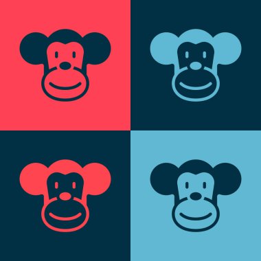 Pop Art Monkey simgesi renk arkaplanında izole edildi. Hayvan sembolü. Vektör