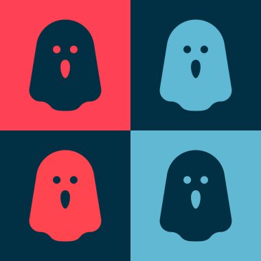 Pop Art Ghost simgesi renk arkaplanında izole edildi. Mutlu Cadılar Bayramı Partisi. Vektör