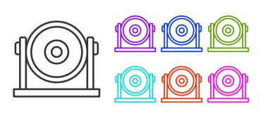 Black line Gong musical percussion instrument circular metal disc icon isolated on white background. Set icons colorful. Vector. vector