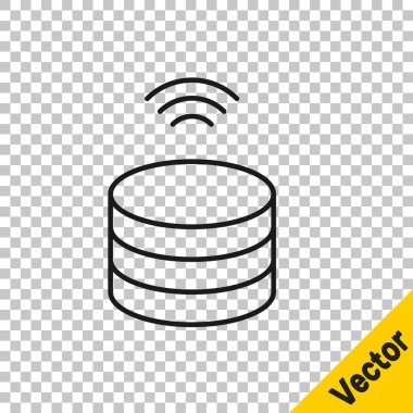 Siyah çizgi Smart Server, Data, Web sunucu simgesi şeffaf arkaplanda izole edildi. İnternet kavramının kablosuz bağlantısı. Vektör