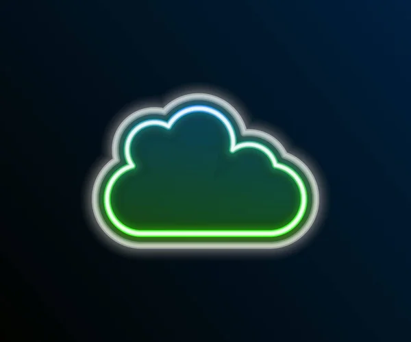 Ragyogó Neon Vonal Cloud Ikon Elszigetelt Fekete Háttérrel Színes Vázlat — Stock Vector