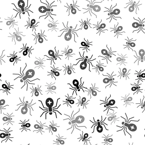 Siyah Örümcek Ikonu Beyaz Arkaplanda Izole Edilmiş Kusursuz Desen Mutlu — Stok Vektör
