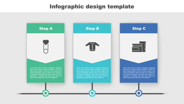 Set Alfiler Ropa Bebé Comida Plantilla Infografía Empresarial Vector — Archivo Imágenes Vectoriales