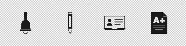 Klingelglocke Markierstift Online Klasse Und Prüfungsbogen Mit Symbol Einstellen Vektor — Stockvektor