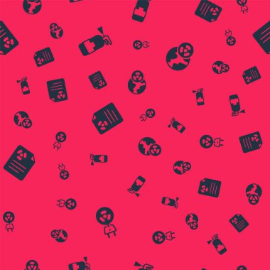 Radyasyon prizini, yangın söndürücüyü, uyarı belgesini, Dünya gezegenini ve radyasyonu kusursuz bir şekilde ayarlayın. Vektör