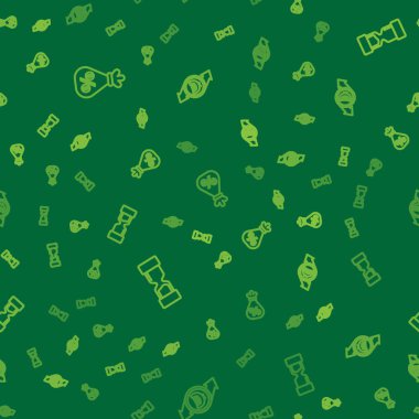 Hat para çantasını yüzde ile ayarla, Eski kum saati ve finansal büyüme ve euro sikkesi pürüzsüz desenli. Vektör