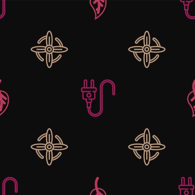 Yaprak ya da yaprakları, rüzgar türbini ve elektrik prizini pürüzsüz şablona ayarla. Vektör