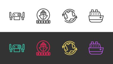 Poker masası, yolcu gemisi, dünya çapında ve siyah beyaz. Vektör