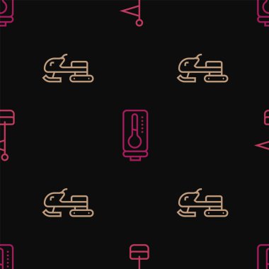 Çizgi konumlama işaretleyicisini, kar aracını ve Meteoroloji termometresini kusursuz desene ayarla. Vektör