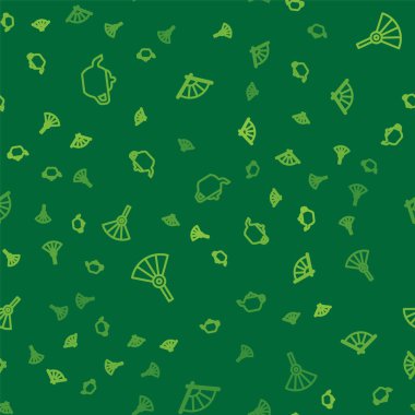 Çin çay seremonisi ya da Japon yelpazesi ve kusursuz desen. Vektör