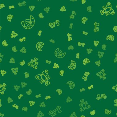 Karides, Istakoz ve Suşi 'yi pürüzsüz bir şablona ayarlayın. Vektör