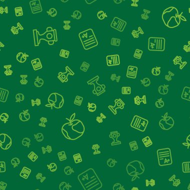 Ödül kupası, Apple ve Muayene kağıdını kusursuz desenli olarak ayarla. Vektör