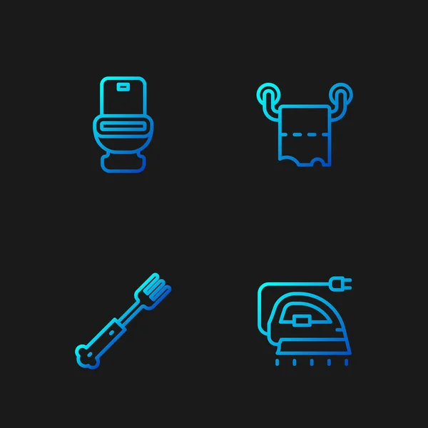 Elektrisches Bügeleisen Gabel Toilettenschüssel Und Papierrolle Farbverlauf Symbole Vektor — Stockvektor