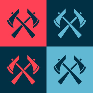 Pop Art İtfaiyecisi balta simgesi renk arkaplanında izole edildi. Yangın baltası. Vektör