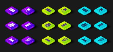 Yönlendirici ve wi-fi sinyalini ayarla, telsiz, akıllı yazıcı sistemi, uzaktan kumanda, transfer dosyaları ve 5G kablosuz internet simgesi. Vektör