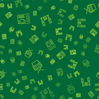 Sinema afişi, yönetmen koltuğu ve iki hoparlörlü hoparlör. Vektör