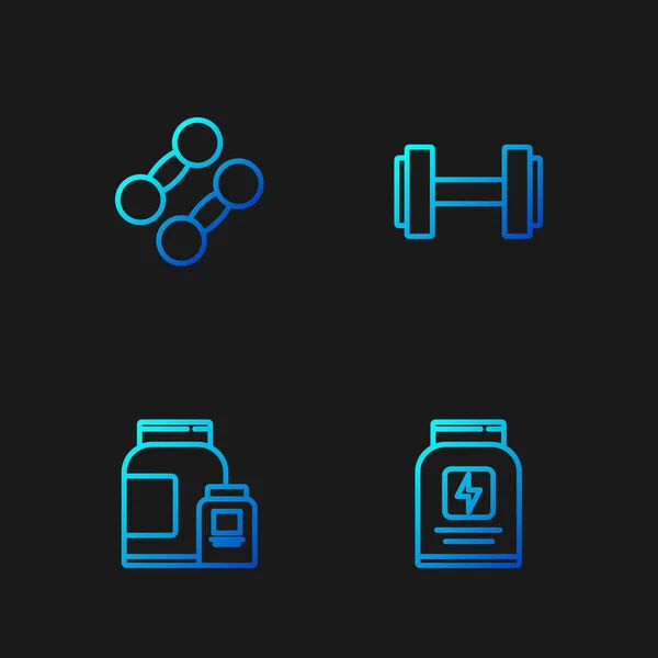 Set line Nutrición deportiva,, Dumbbell y. Iconos de color degradado. Vector — Archivo Imágenes Vectoriales